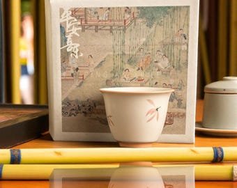 Handmade Japanese Ceramic Tea Cup: Wabi-Sabi Red Floral Design