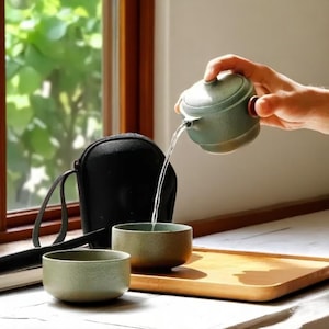 Rustic Japanese Ceramic Tea Set: Zen Kungfu Travel Gift