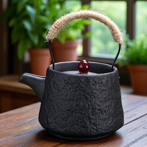 Japanese Ceramic Teapot | Handmade Wabi Sabi Tea Kettle with Handle | Kungfu Tea Time Set | Japanese Kitchenware | Chinese Tea Service Gift