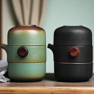 Rustic Japanese Kungfu Tea Set | Ceramic Teapot & Cups | Zen Travel Gift for Tea Lovers | Elegant Home Decor | Minimalist Aesthetic