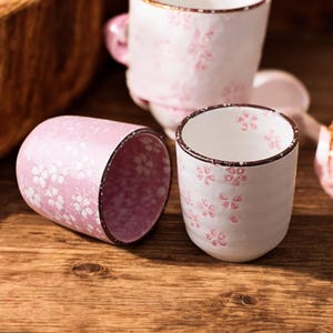 Sakura Blossom Tea Cup: Japanese Porcelain Kung Fu Mug