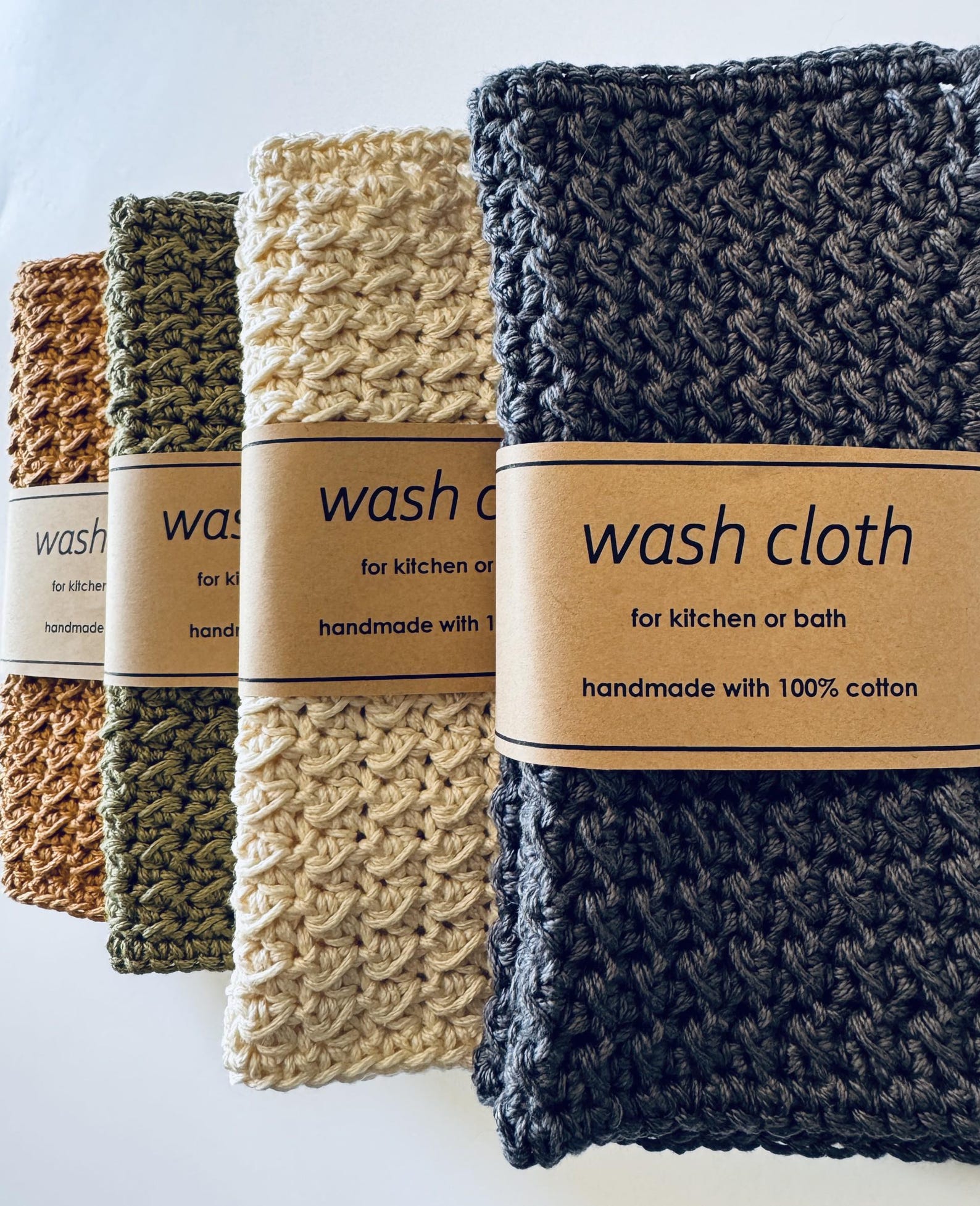 Handmade Cotton Wash Cloths: Crocheted Dishcloth & Face Cloth (package ...