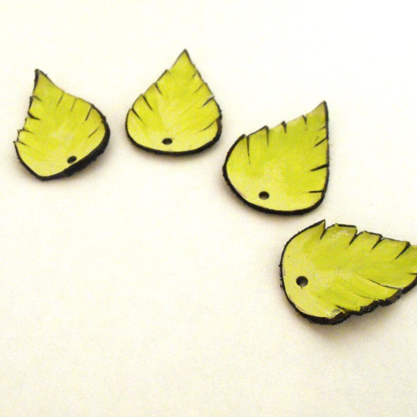 Jewelry supplies leather leaves in green