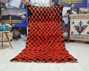 Vintage Moroccan Berber Rug: Checkered Tribal Design, Handwoven Wool