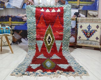 Handwoven Berber Wool Rug: Vintage Moroccan Tribal Design