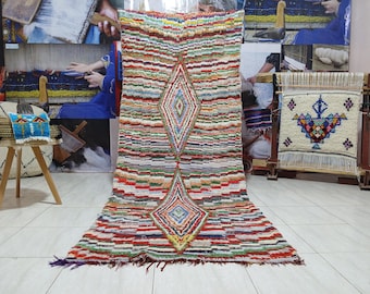 Handwoven Berber Wool Rug: Vintage Moroccan Tribal Design