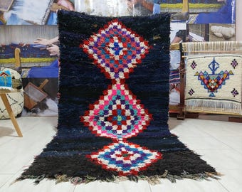 Handwoven Berber Wool Rug: Moroccan Tribal Design, 3x6 ft