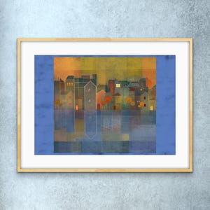 Modern Cityscape Wall Art , Abstract City Reflection Print, Urban Watercolor Poster , Abstract Cityscape,Digital Download