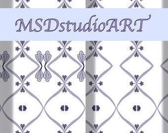 Seamless Geometric Floral Pattern,Purple Decorative Tile Design,Digital Paper for Scrapbooking, Fabric, Wallpaper.
