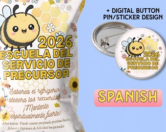 Pioneer School 2026, Bee Chip Bag Favor, Spanish Printable Gift Wrapper for Pioneers, Treat Bag DIGITAL DOWNLOAD, Jw Gathering & Party Favor