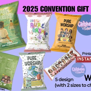 Sacchetto regalo per patatine speciale della Convention, confezione regalo, sacchetto per dolcetti JW Pure Worship 2025, sacchetto regalo con download digitale, bomboniera per la festa del raduno JW