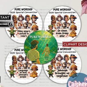Pacchetto di clipart "Pura Adorazione" per la Convention 2025, 34 disegni digitali, regali JW, regali per la Convention, Testimoni di Geova, download digitale