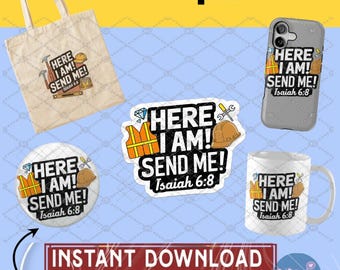 Here I Am! Local Design Construction Clipart,LDC Sticker 1 Design, Jehovah's Witness Digital Stickers,JW Quote Printables,Ldc cupcake topper