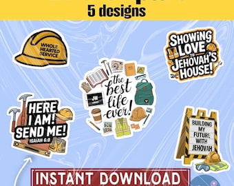 LDC Sticker Sheet 5 Designs, Local Design Construction Clipart,Jehovah's Witness Digital Stickers,JW LDC Quote Printables,Ldc cupcake topper