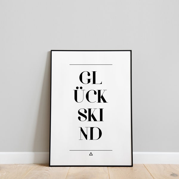 Einwort Poster - Glückskind - Lieben Familie Dankbarkeit Zufriedenheit Freude steckt in diesem schönen Wort - Print - Typo Art - Alle Größen