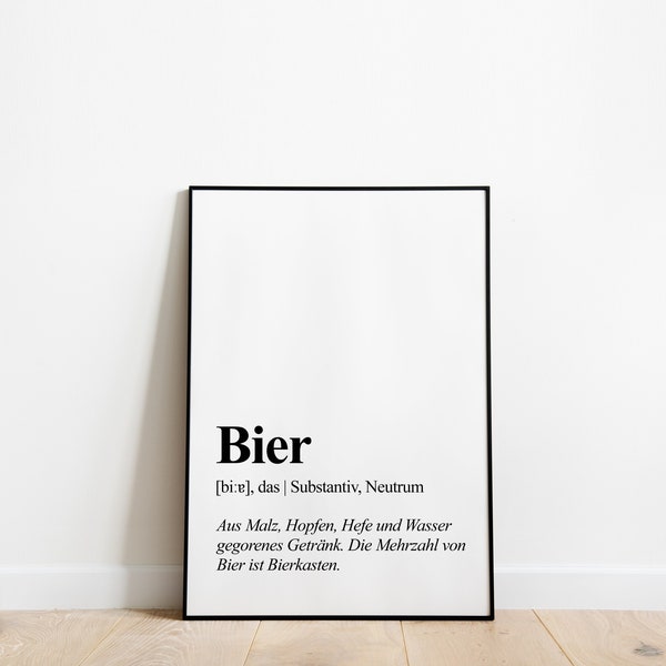 Slogan poster - Definition of beer - Meaning beer - For beer drinkers - Nice beer gift - Saying about beer - Typoprint - All sizes