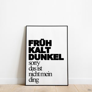 Quote poster - Early cold dark - Bedroom quote - Typical me - Smile in the morning - Get up - Sleep in - Typo - All sizes