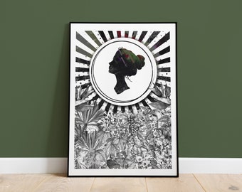 Posters - Silhouette Art - Retro Vintage Design - Floral Mural in many sizes possible