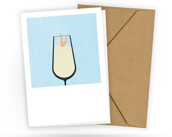 Chic birthday card with illustration - Champagne glass - Time to celebrate - Look deep into the glass - For him and her - 2 cards and 1 envelope