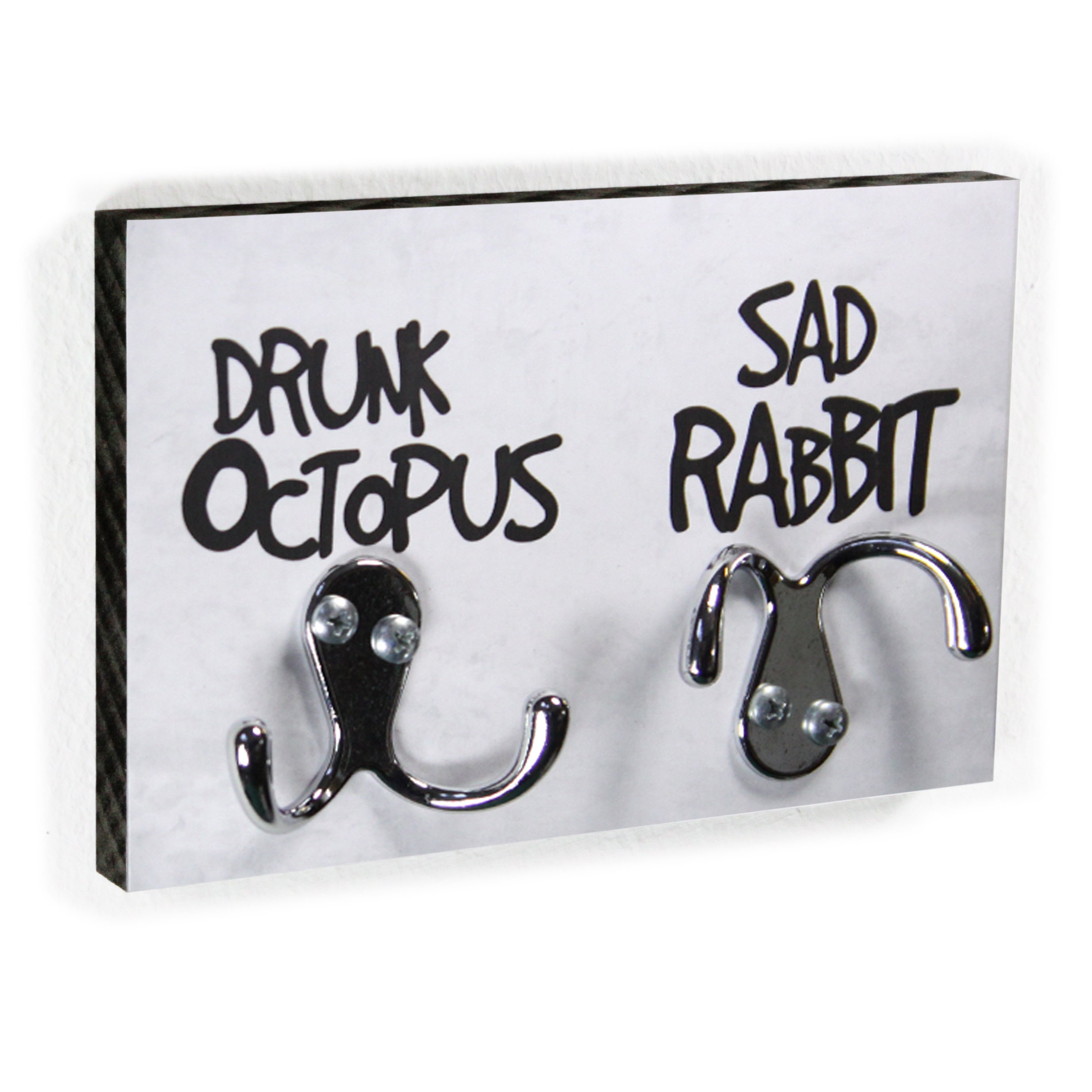 Key Board Drunk Octopus & Sad Rabbit Funny Hook Bar for Wardrobe