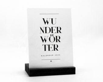 WUNDERWÖRTER 2024 - Kleiner Kalender in der Größe A6 zum Hinstellen oder Aufhängen - 12 wunderwitzige Wörter im coolen Design