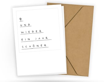 Birthday card - Another year more beautiful - Card for wife or girlfriend - Partner - Charming compliment - 2 cards and 1 envelope
