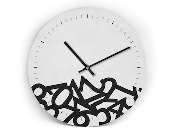 Magnifique horloge murale - Effondrement - Cadran fou - Les chiffres tombent - Design cool - 18 couleurs et 3 tailles possibles - Mouvement silencieux