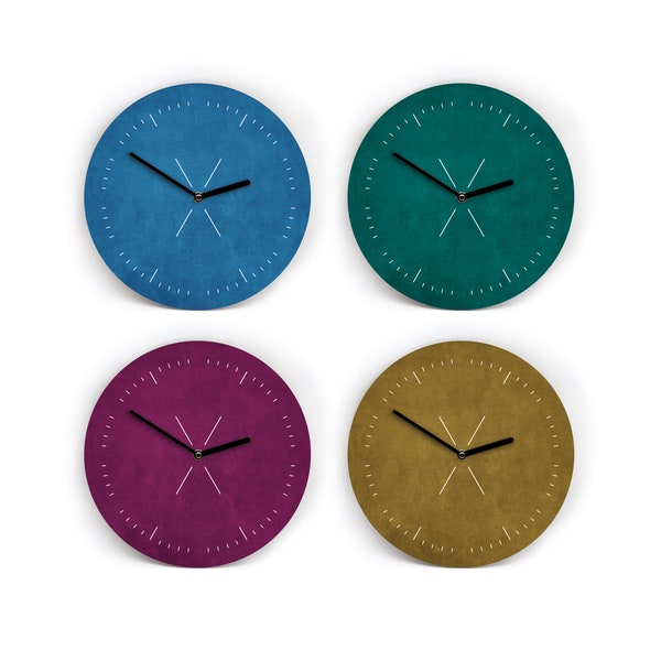 Wanduhr in Eklektik Farben - 3 verschiedene Größen - Mini bis Groß - Wilde Satte Starke Farben für einen schönen Wohnmix - Leises Uhrwerk
