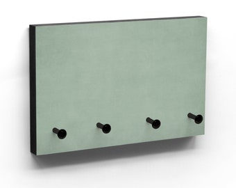 Green key rack - green tone and other 7 colors - minimalistic - black or silver hooks - number of hooks 3, 4 or 5 selectable