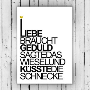 Print | Slogan poster | Love needs patience | Typo Image | Many sizes | A4 | A3 | A2 | Funny saying | Relationship | Partner | Friendship