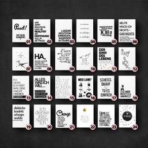 Lustige und coole Sprüche - Individuelles Postkarten Set - Postkarten Mix - Stelle dir dein eigenes Set zusammen - Typo Design - DIN A6