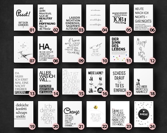 Funny and cool sayings - Individual postcard set - Postcard mix - Put together your own set - Typo design - DIN A6