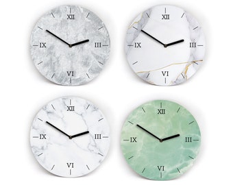 Lightweight wall clock in a marble look - 4 variants - marble look with Roman numeral face - 3 sizes - mini to large - quiet movement