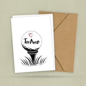 Postkarte - Tee Amo - Leidenschaft Golf - Für Golfer * innen - Spruch Golfen - Golf Geschenkkarte - Lustiger Golfspruch -  2 Karten Umschlag