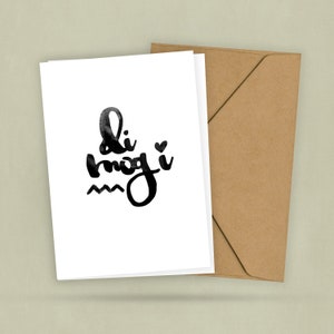 Postkarte - di mog i - Bayrischer Ausspruch Ich liebe Dich - Karte für verliebte Bayern - Spruch Bayrisch Sich Mögen - 2 Karten - 1 Umschlag