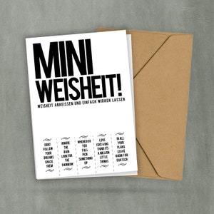 Postkarte - Abreiskarte - Mini Weisheit abreißen und einfach wirken lassen - zum Aufhängen oder Verschenken - 2 Karten und  1 Umschlag