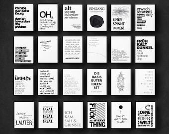 Schöne und lustige Sprüche - Individuelles Postkarten Set - Postkarten Mix - Stelle dir dein eigenes Set zusammen - Typografisch - DIN A6