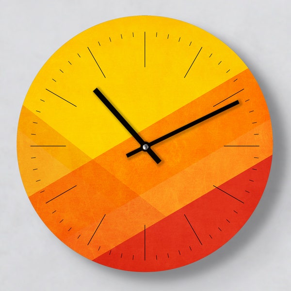 Modern wall clock | Sun Layer | 30cm | With and without dial lines / numbers | Quiet | Handmade | Sunny colors | Beautiful pattern | Art