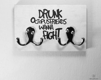 Key Board Drunk Octopus Friends Wanna Fight Hook Bar for Wardrobe and  Hallway for Four Keys Funny Creative Gift -  Canada