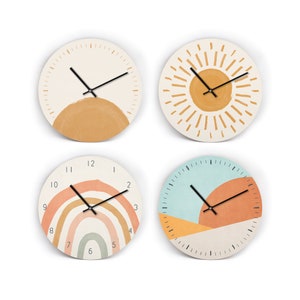 Wall clocks with boho motifs - natural and earth tones - soft beige and brown - cozy decor - 3 different sizes - 4 variations to choose from