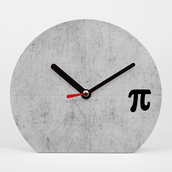 Tischuhr mit minimalistischen Ziffernblatt - Pi Kreiszahl - Für Mathe Nerds oder Lehrer - 15cm - Leises Uhrwerk - Deko zum Hinstellen