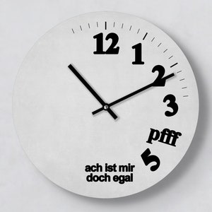 Funny wall clock - I don't care - Crazy clock - Whistle to the time - 3 sizes to choose from - Unusual creative clock face - Grey