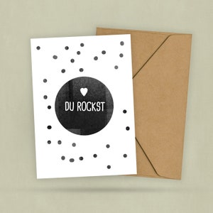 Postkarte - Du Rockst - Karte für lieben Menschen - Personalisierung mit Namen möglich - 2 Karten - 1 Umschlag