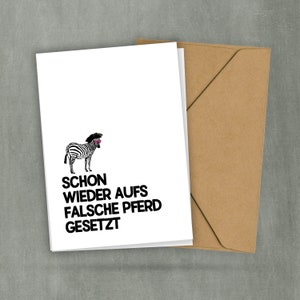 Postkarte - Schon wieder aufs falsche Pferd gesetzt - Karte zum Lachen - Das Leben leicht nehmen - DIN A6 - 2 Karten und 1 Umschlag