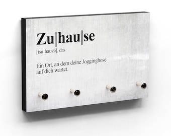 Schlüsselbrett Zuhause - Dictionary Design - 3 - 5 Haken möglich - Text auf Wunsch anpassbar -  Handmade