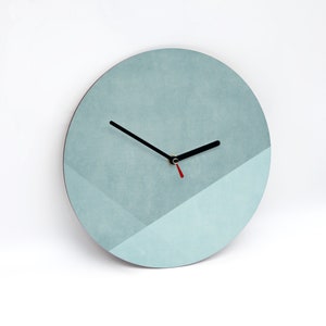 Medium-sized wall clock 23 cm - blue-turquoise gray - modern color combination - for small rooms - hallway, kitchen, office, bathroom - quiet movement