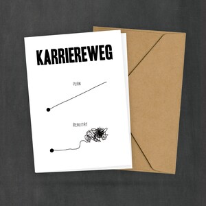 Lustige Postkarte - Karriereweg Plan vs Realität - Verrücktes Leben - Karte für Freunde - Aufmunterung - Humor - 2 Karten und 1 Umschlag