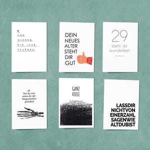 Für immer JUNG - Sprüche - 6 Geburtstagskarten für Jung und Alt zum Schmunzeln - Postkarten A6 / A5 oder als Klappkarten mit Briefumschlägen