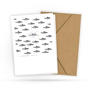 Greeting Card - To Someone Special - Not One of Many - Fish - Swarm - Postcard for Important People - 2 Cards 1 Envelope