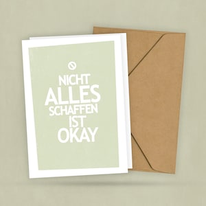 Postkarte - NICHT alles schaffen ist okay - Achtsamkeit Lebensphasen - Burnout Job Familie - Rat für gutes Mindset - Coaching - 2 Karten